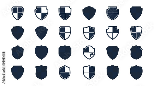 Shield icons set various shapes designs protection concepts