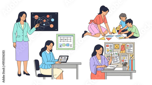 Learning in the Class: A dedicated educator guiding students through a session of interactive education, showcasing the dynamics of teaching and learning