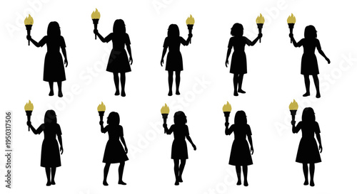 Silhouette of Women Holding Light Bulbs Together.