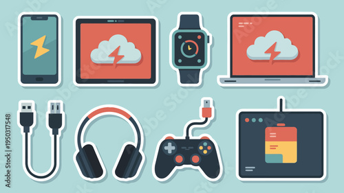 Modern Technology Device Icon Set and Electronics Collection