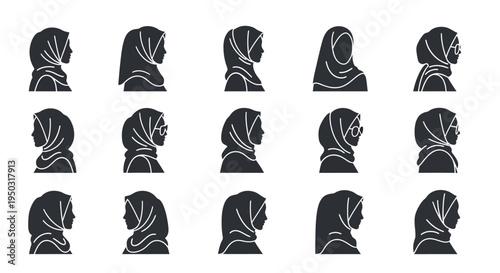 Silhouettes of People with Hair Designs.
