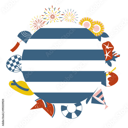 夏のモチーフを使ったフレームイラスト素材