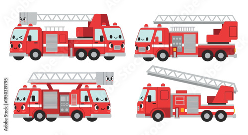 Cute Fire Trucks Collection: Cartoon Fire Engine Vehicles for Kids