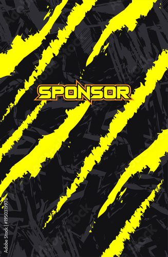 Black Yellow Tiger Stripe Abstract Sport Jersey Background