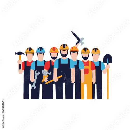 A group of construction workers standing together.