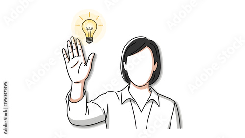 Illuminated Inspiration: A person's gesture to highlight a lightbulb, symbolizing a bright idea and creativity.