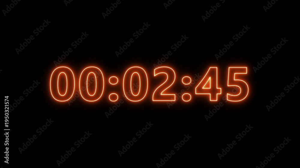 Neon Animated Digital 3 minutes countdown timer Animation . Perfect for ...