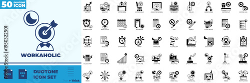 Workaholic Duotone Editable Icons set