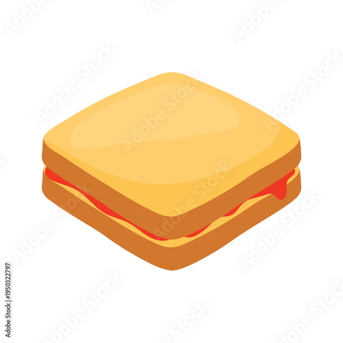Cute toast with strawberry jam food vector illustration
