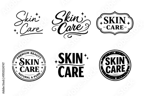 Elegant skin care logos in black and white design
