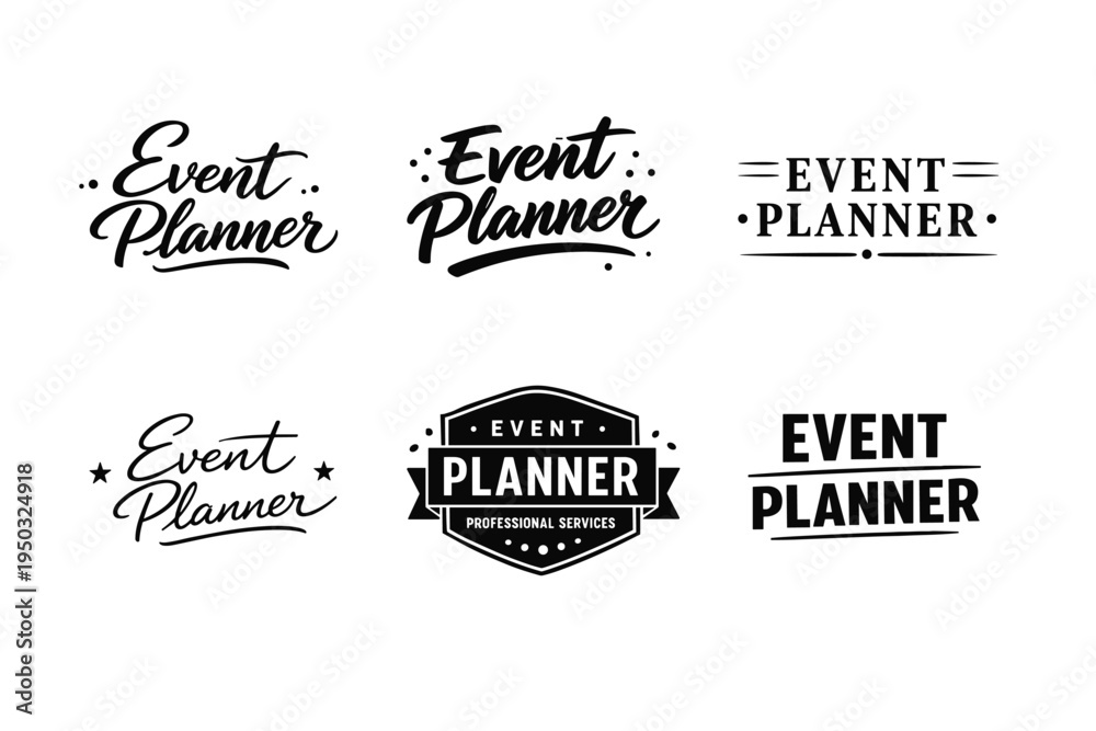 Obraz premium Event planner logos: variety of elegant design styles for professional services