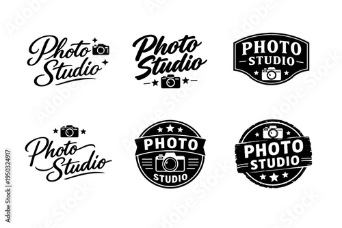 Vintage camera logo designs for photo studio branding