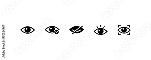 Eye Vision Visibility and Focus Line Icon Set