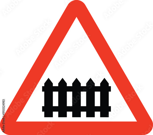 Fotografie Level Crossing Train Warning Red Road Sign Background Removed Icon Clipart