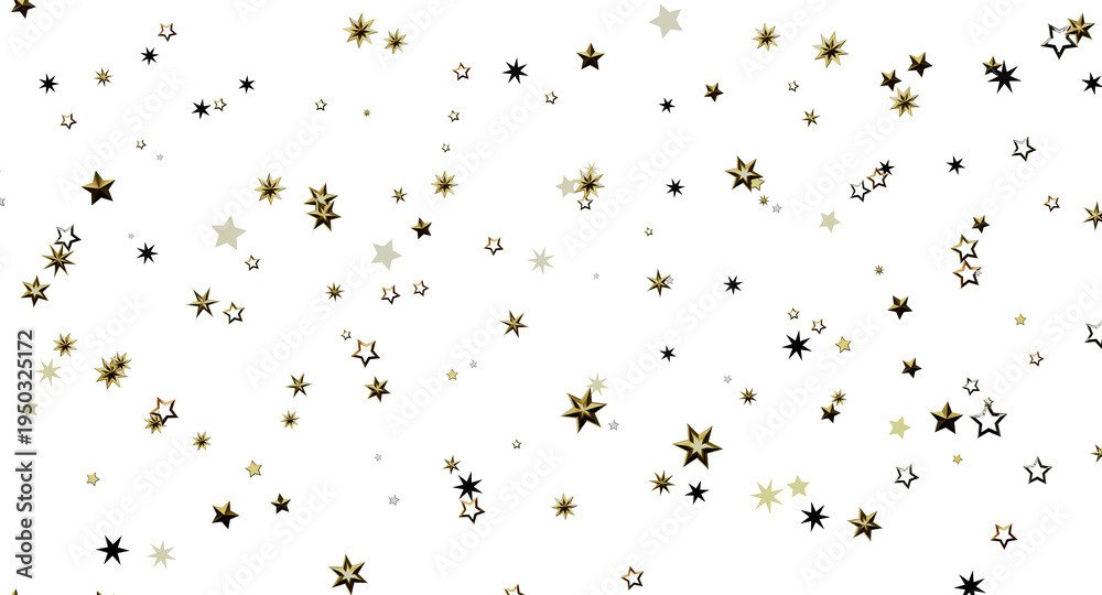 Obraz premium Abstract background with gold stars confetti for celebration or festive concepts. Sparkling, shining, glowing holiday d