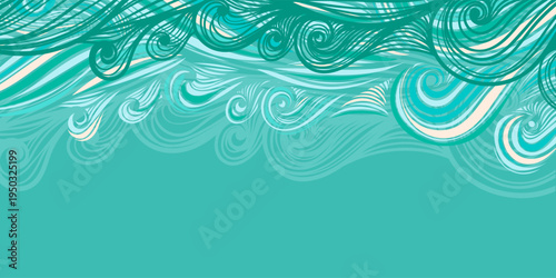 Abstract Teal Ocean Waves Pattern Background With Swirling Sea Lines and Water Motif
