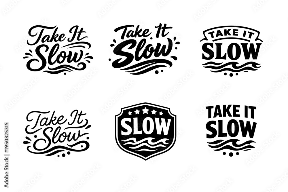 Obraz premium Take it slow inspirational typography set with decorative elements