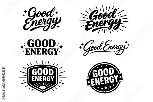 Good energy typography designs collection with vintage style logos