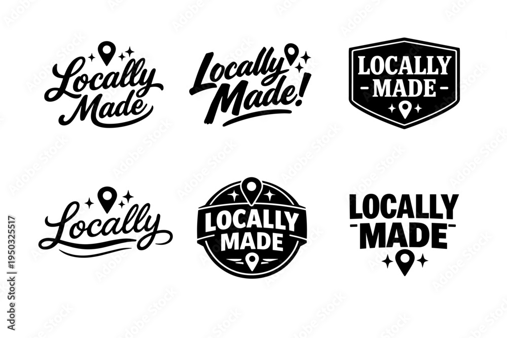 Obraz premium Locally made logo set with various typography and icon styles