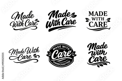 Made with care collection: handcrafted logos with leaf accents