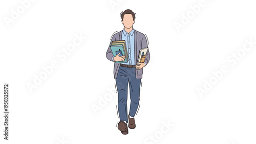 Academic Pursuits: A young student is shown in an animated style, carrying books essential for his academic journey, capturing an essence of learning and personal growth