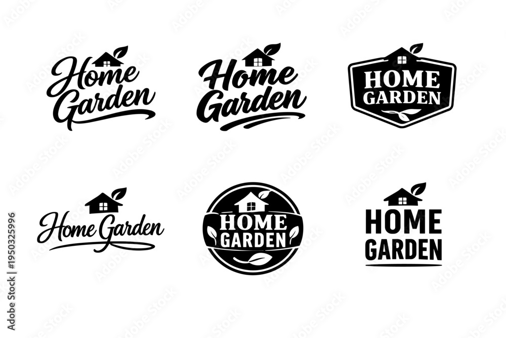 Obraz premium Home garden logo collection with leaf and house elements
