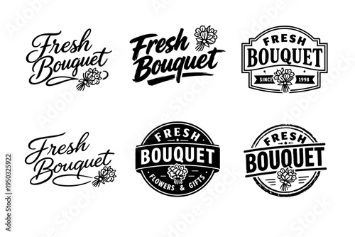 Vintage floral logo designs for fresh bouquet branding