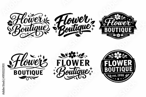 Elegant flower boutique logo designs with vintage floral elements
