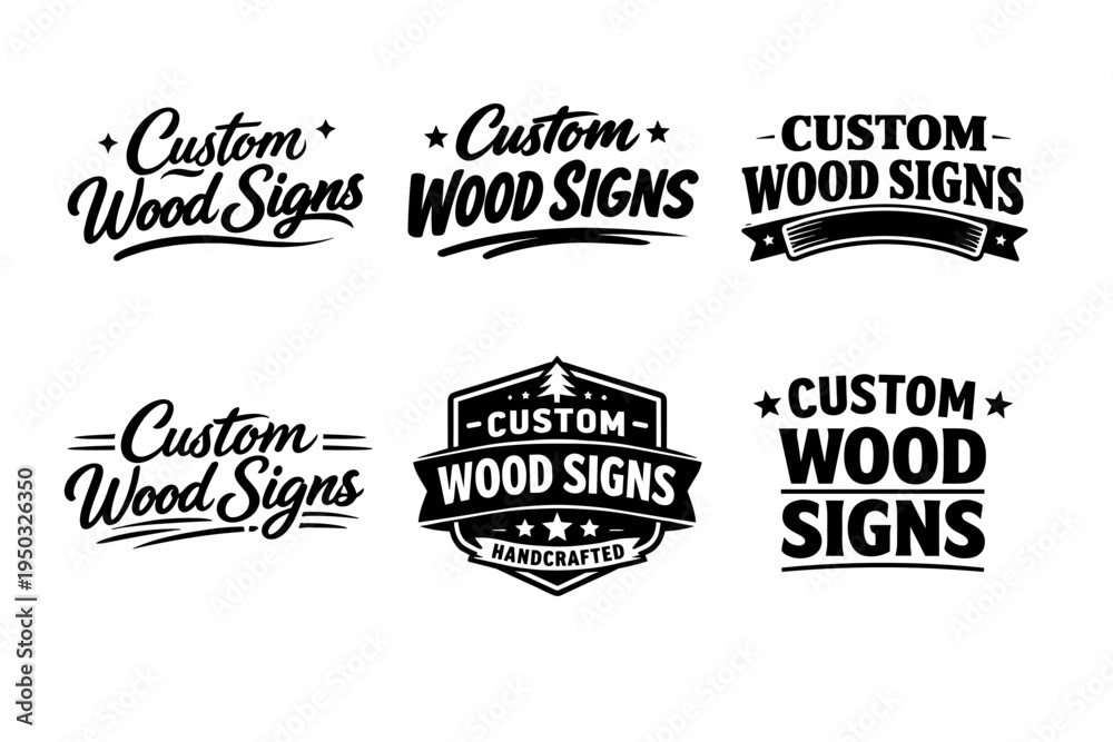Obraz premium Variety of custom wood signs with vintage typography designs