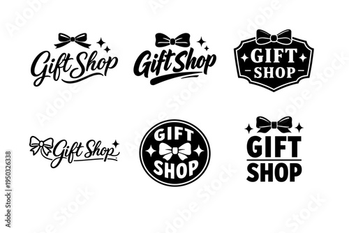 Elegant gift shop logos with bows and stars