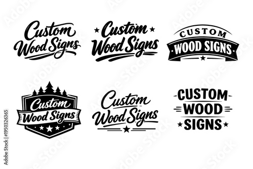 Custom wood signs collection with vintage and modern typography designs