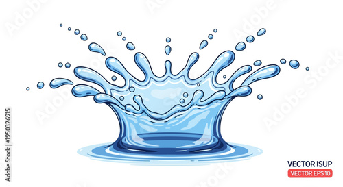 Dynamic Water Splash Crown Shape with Droplets and Ripples - Clean Liquid Explosion