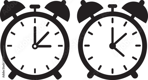 Alarm Clock Icons - Time, Schedule, and Urgency Symbols for Business and Daily Life, Wake Up, Flat Design, White Background