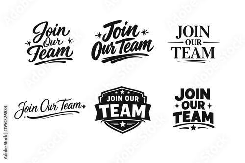 Join our team calligraphy designs: recruitment and hiring banner variations