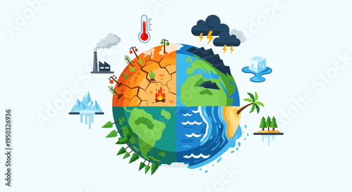 Earth Climate Change: Global Warming, Extreme Weather, Melting Ice, Drought