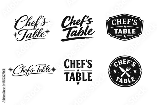 Collection of vintage-style chef’s table logos with elegant typography