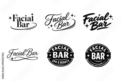 Facial bar logo designs collection for spa and beauty branding