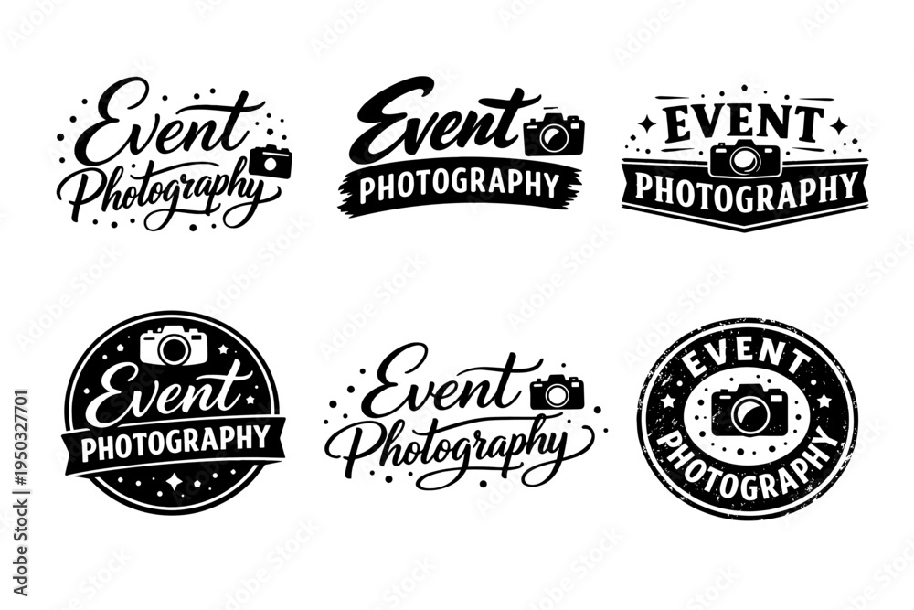 Fototapeta premium Elegant event photography logos with vintage camera design elements