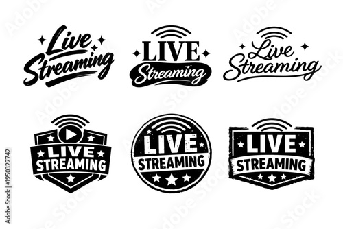 Live streaming logos collection in bold black and white design