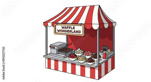 Waffle Wonderland Food Stall with Waffle Maker and Toppings at a Fair