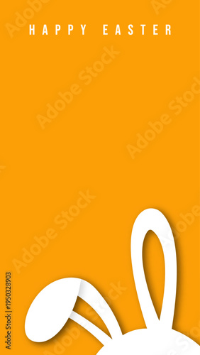 Happy Easter Vertical Banner with Bunny Ears and Copy Space for Seasonal Marketing Promotion