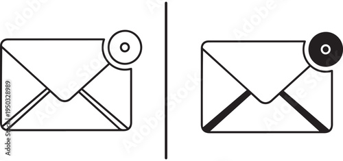 Two envelopes with notification icons on a clean white background