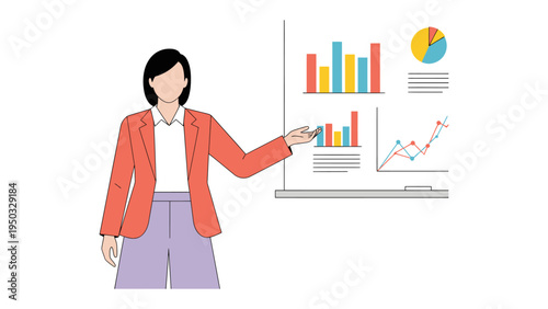 Presentation of Financial Insights: A professional individual gestures towards a display of analytical charts, offering an engaging interpretation of economic metrics and market dynamics.