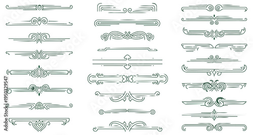 Decorative line art elements set black background