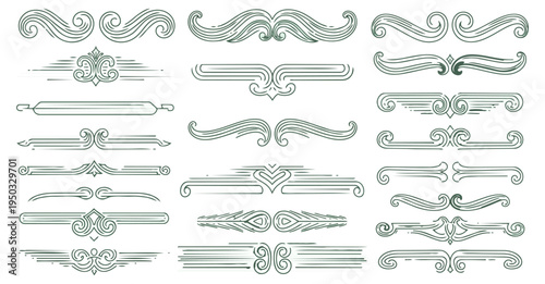 Decorative ornamental design elements collection on black background