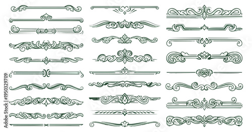 Decorative ornamental design elements collection on dark background
