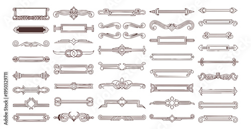 Decorative ornamental design elements collection on black background