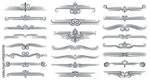 Elegant decorative design elements on black background