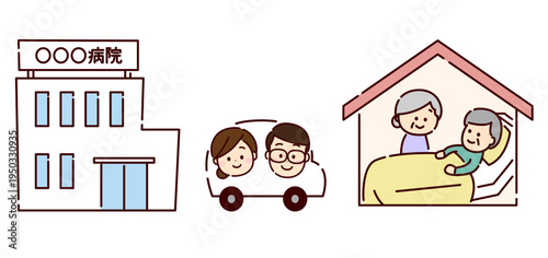 病院から車で訪問診療へ向かう医療スタッフ