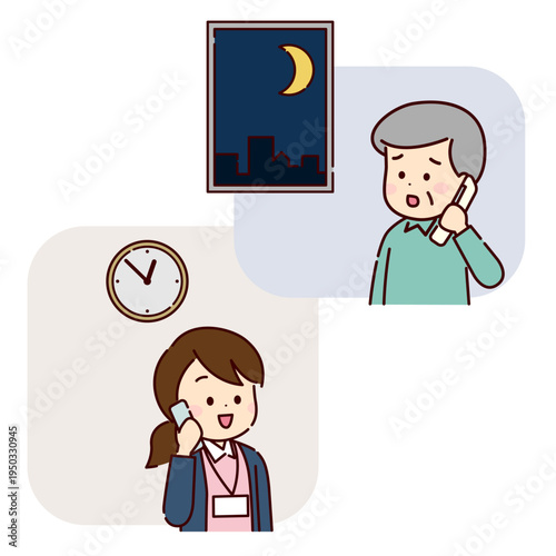 深夜に訪問看護ステーションへ電話する高齢者